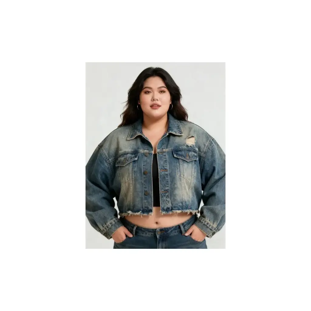 超大碼短款牛仔外套