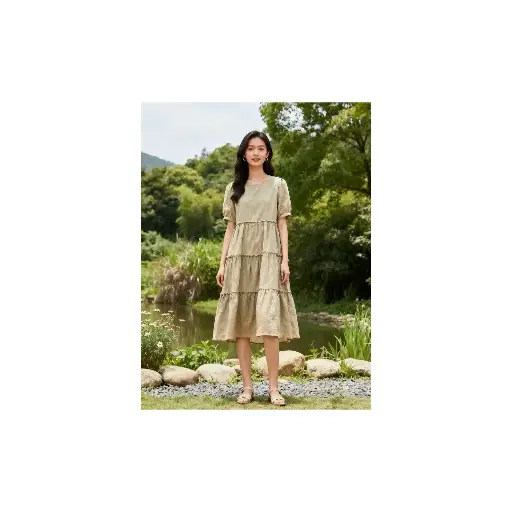 棉質分層日間連衣裙