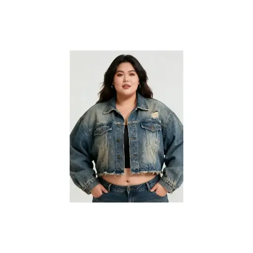 超大碼短款牛仔外套